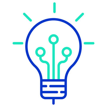 Idea Bulb Technology outline dual color icon