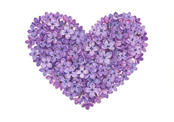 Poster - Watercolor heart shaped flowers lilac Isolated on White Background for Landscape and Architecture Drawing  . Generative AI