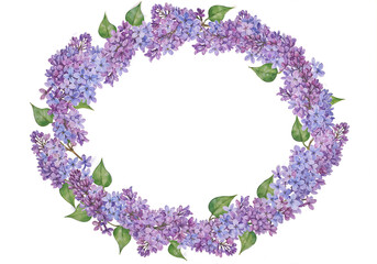 Poster - Watercolor flowers lilac  Isolated on White Background for Landscape and Architecture Drawing  . Generative AI