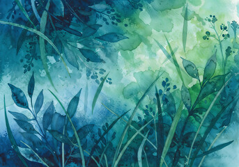 Poster - Watercolor leaves Isolated on White Background for Landscape and Architecture Drawing  . Generative AI