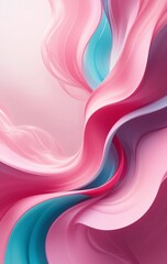 Aufkleber - Abstract Swirls Of Serenity . Soft Pink And Teal. Fluid Forms Creating Motion . Serene Artwork For Contemporary Decor. Uplifting And Ethereal.