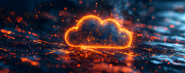 Poster - Fiery cloud computing, digital network