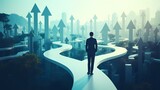 Navigating career paths in business growth urban landscape digital art futuristic atmosphere inspirational viewpoint personal development