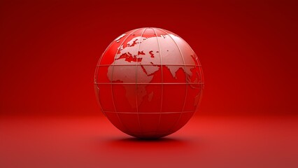 Poster - Global connectivity and unity symbolized by a red globe digital art vibrant environment modern viewpoint