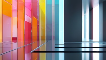 Poster - Vibrant glass structures transforming urban space modern architecture interior design colorful environment abstract viewpoint