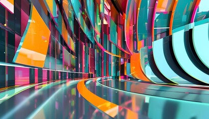 Poster - Dynamic abstract design digital studio 3d visualization modern environment close-up view futuristic concept