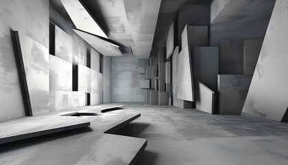 Poster - dynamic abstract architecture modern space digital art indoor environment minimalist viewpoint for d