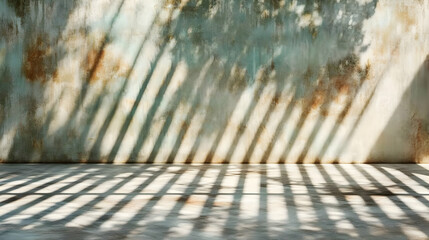 Poster - Sunlit wall, striped shadows, floor, background