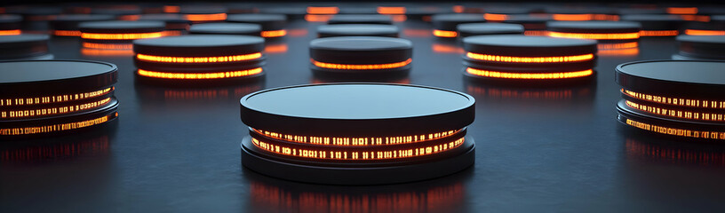 Poster - Illuminated data servers, dark room