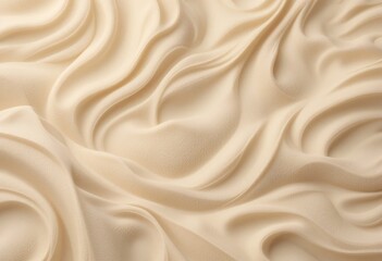 Poster - Beige Fabric Folds. Soft Texture Ripples. Elegant, Delicate Waves. Natural Light Enhances Warmth. Luxury Material. Creates Serene Ambiance.