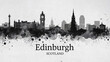 © Fatema - Edinburgh Scotland Skyline BW, print poster travel art illustration urban modern downtown landmarks skyscrapers artwork architecture digital design