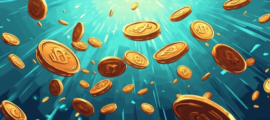 Aufkleber - Gold coins illustration. Generative AI technology.	
