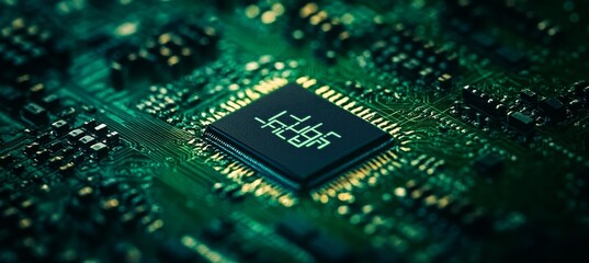Fototapete - Microchip computer. Generative AI technology.	
