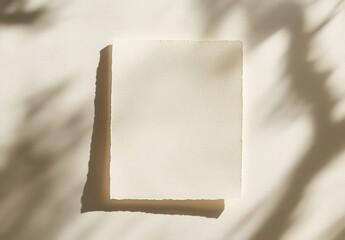 Poster - Light and Shadow Play on Blank Paper with Natural Texture in Soft Earthy Tones for Creative Background and Minimalist Design Inspiration
