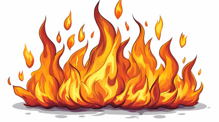 Poster - Fiery flames burning bright, isolated on white