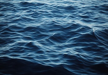 Poster - Serene Blue Ocean Waves Under Soft Natural Light Reflecting Calmness and Depth, Ideal for Nature-Themed Projects and Background Designs