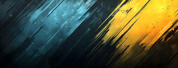 Poster - Abstract blue gold diagonal streaks