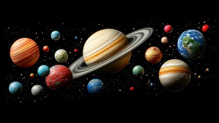 Wall Mural - vibrant planets in the cosmos a celestial panorama