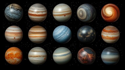 Wall Mural - celestial bodies a collection of 15 planetary spheres