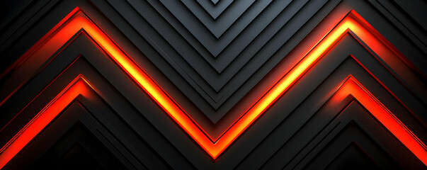 Poster - Abstract orange lines, dark background, technology