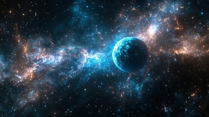 Wall Mural - celestial orb a solitary planet in a vibrant nebula