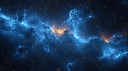 Wall Mural - celestial nebula cosmic clouds of blue and gold
