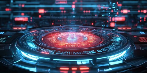 Poster - Futuristic high tech data center with lights and glowing circuits