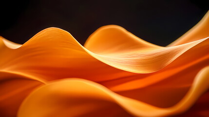 Fototapete - Orange wavy abstract background flowing like fabric or liquid