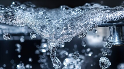 Aufkleber - Close-up of splashing water flowing from a tap.