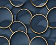 © Wimon - Glowing golden concentric circles radiating softly over a deep blue velvet texture, forming a luxurious seamless pattern