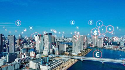 Poster - 市場、空撮、データ、金融、経済、マネー、フィンテック、投資、資産運用、社会、マーケット、FX、為替、外貨、外為、ドル、ユーロ、円高、円安、未来、夜景、夜明け、展望、俯瞰、ドローン、ハイアングル、パノラマ、地平線、風景、情報、通信、オンライン、インターネット、電子マネー、仮想通貨、暗号通貨、技術、テック、テクノロジー、行政、お金、税金、コスト、ローン、財務、資金、ビジネス、経営、取引、cg