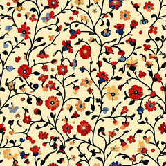 Wall Mural - seamless vintage intricate floral pattern background