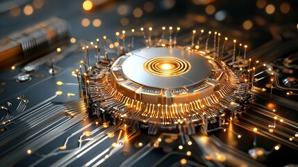 Poster - Innovative technology circuit board design digital realm abstract image futuristic environment close-up view modern concept for seo impact