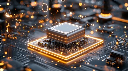 Poster - Innovative technology event showcasing advanced microprocessor developments digital world digital art futuristic environment close-up viewpoint cutting-edge concepts for enhanced computing