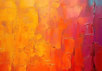 Poster - Vibrant Abstract Texture with Bold Orange and Pink Hues, Artistic Paintwork for Modern Interior Decoration