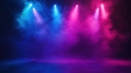 Poster - Colorful stage lighting with smoke effect.