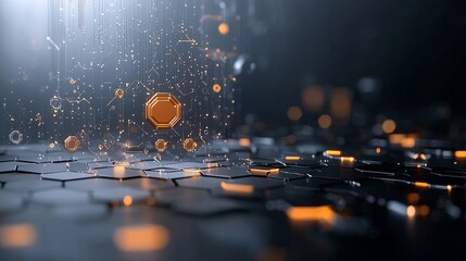 Poster - Digital transformation event showcasing advanced technology concepts and innovative designs in a futuristic environment from a high-angle perspective