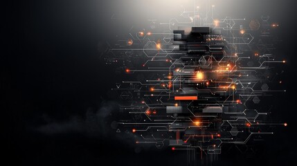 Poster - Dynamic digital visualization of human elements abstract art technology conference modern aesthetic close-up perspective data representation