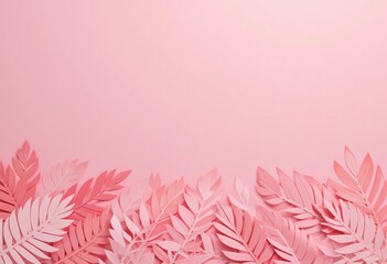Leinwandbilder - Pink Paper Leaves Arrangement. A Delicate Composition Of Artistic Paper Craft. Soft Light Accentuates Layers. Tranquil Design Ideal For Feminine Projects. Perfect For Creative Backdrops.
