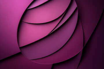 Poster - purple background with a pink and purple design. The design is made up of many different shapes and lines. Scene is playful and whimsical