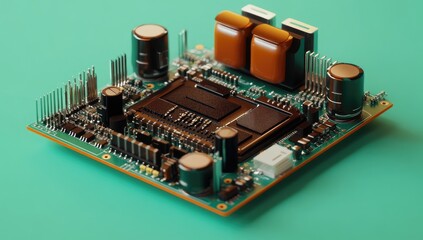 Aufkleber - Circuit board on teal surface