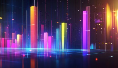 Poster - Neon city data graphs