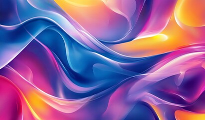 Leinwandbilder - Abstract, colorful background with flowing ribbons of liquid glass, creating an elegant and modern design element for graphic or digital art.