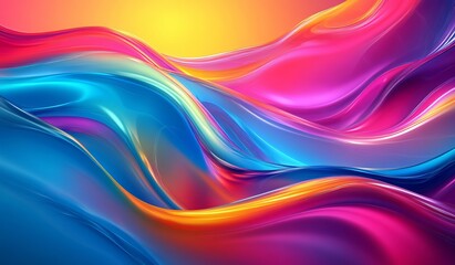 Leinwandbilder - Abstract, colorful background with flowing ribbons of liquid glass, creating an elegant and modern design element for graphic or digital art.