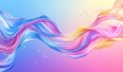 Leinwandbilder - Abstract, colorful background with flowing ribbons of liquid glass, creating an elegant and modern design element for graphic or digital art.