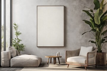 Poster - A beautiful canvas frame mockup to elevate your living room, bedroom, and kitchen design. Interior concept