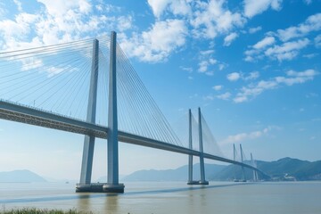 Poster - A bridge framed by a blue sky, symbolizing the artistry of civil engineering, brilliance of civil engineering
