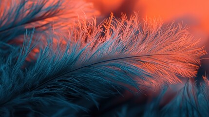 Aufkleber - Close-up of a fluffy, pastel blue feather with delicate textures, softly glowing in warm light.