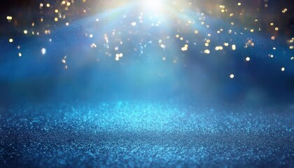 Poster - dreamy blue sparkling background with shimmering bokeh lights for magical event design or digital artwork