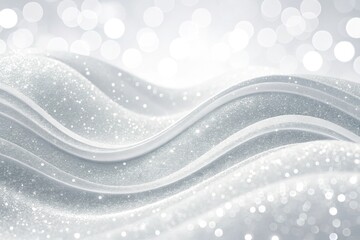 Poster - Soft waves of shimmering silver light dance gracefully in a dreamy, ethereal space filled with sparkling details. Generative AI